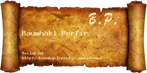 Baumhakl Porfir névjegykártya